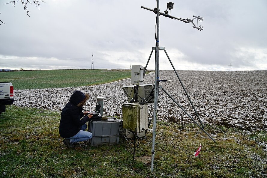 Borbala Szeles collect data from the mobile eddy covariance stations